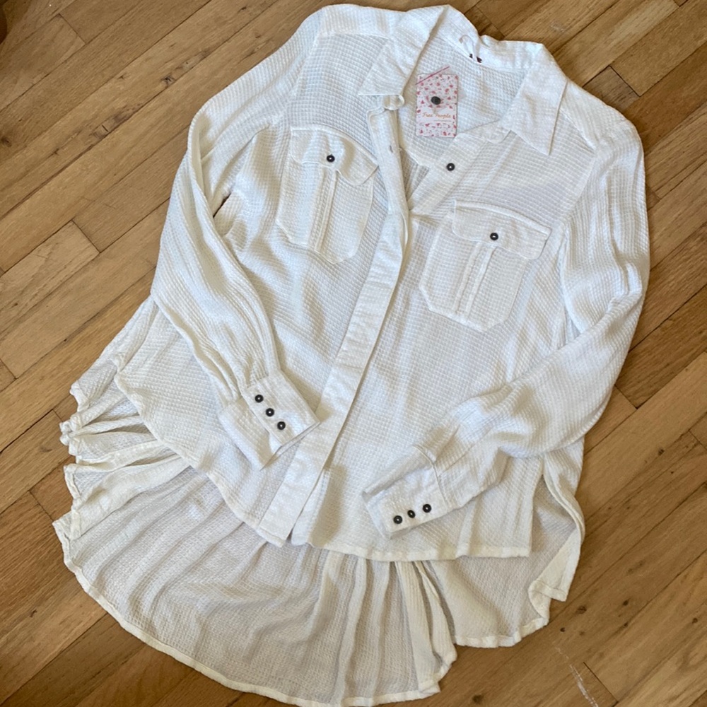 Brand New Free People One of the Guys Ivory Top XS